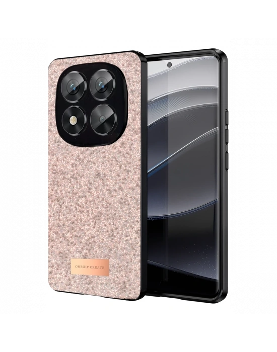 Onegif Xiaomi Redmi Note 14 Pro 5G Bright Simli Kapak - Pembe