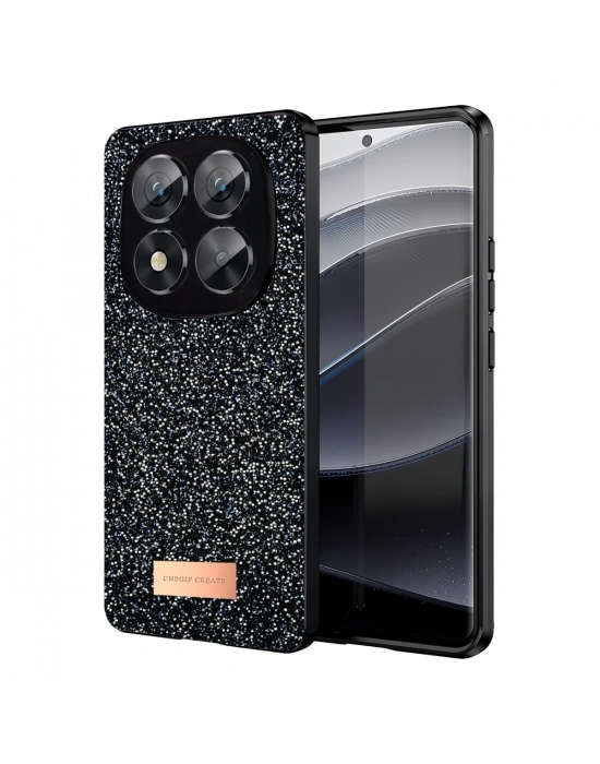 Onegif Xiaomi Redmi Note 14 Pro 5G Bright Simli Kapak - Siyah