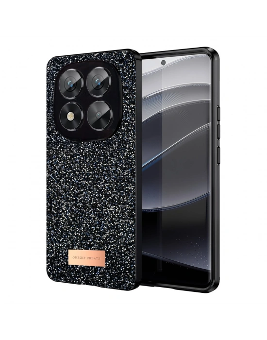 Onegif Xiaomi Redmi Note 14 Pro 5G Bright Simli Kapak - Siyah