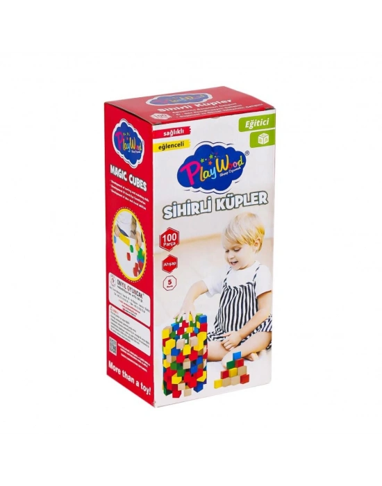 ONY-359 Ahşap Sihirli Küpler 100 Parça -Onyıl Oyuncak