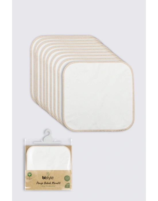 Organik 20x20 10Lu Penye Mendil 90102 Ekru