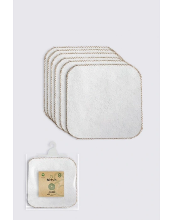 Organik 28x28 6Lı Havlu Mendil 90105 Ekru