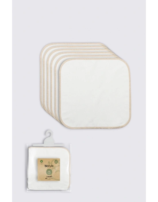 Organik 28x28 6Lı Penye Mendil 90103 Ekru