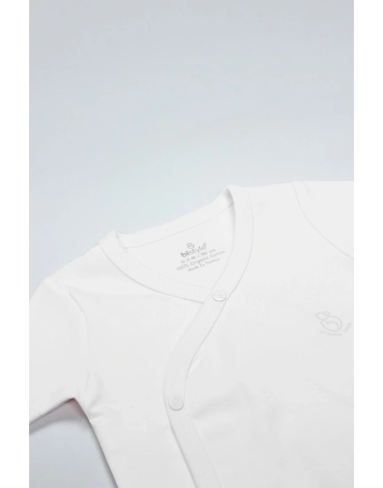 Organik Natural Basic Style Kruvaze Uzun Kol Body BS17102 Beyaz