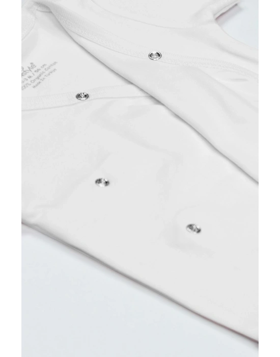 Organik Natural Basic Style Kruvaze Uzun Kol Body BS17102 Beyaz