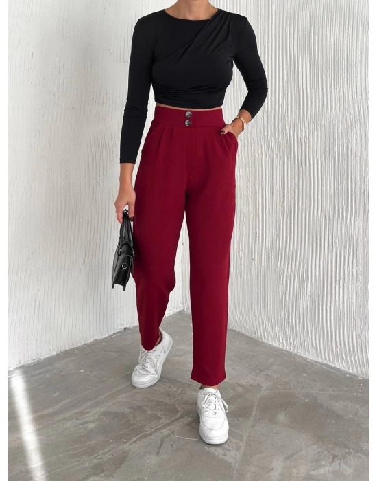 örme krep pantolon çift düğmeli