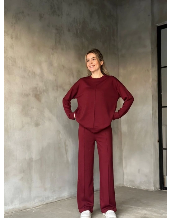 Osy Modal Yumuşak dokulu Kumaş Bisiklet Yaka Takım- Bordo