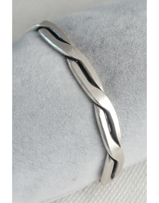 Otantik Gümüş Renk Motif İşleme Plaka Erkek Bileklik