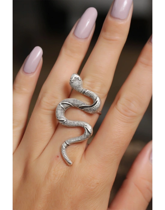 Otantik Yılan Tasarımlı Ayarlamalı Kadın Yüzük