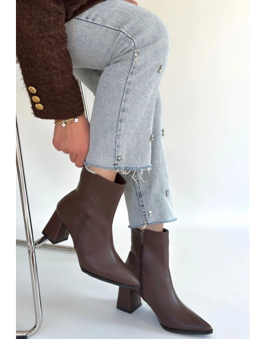 Oter Kahverengi Cilt Topuklu Bot