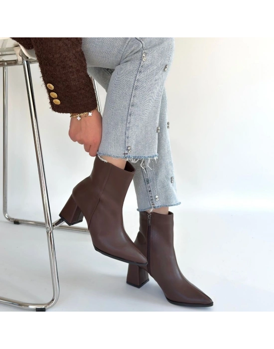 Oter Kahverengi Cilt Topuklu Bot