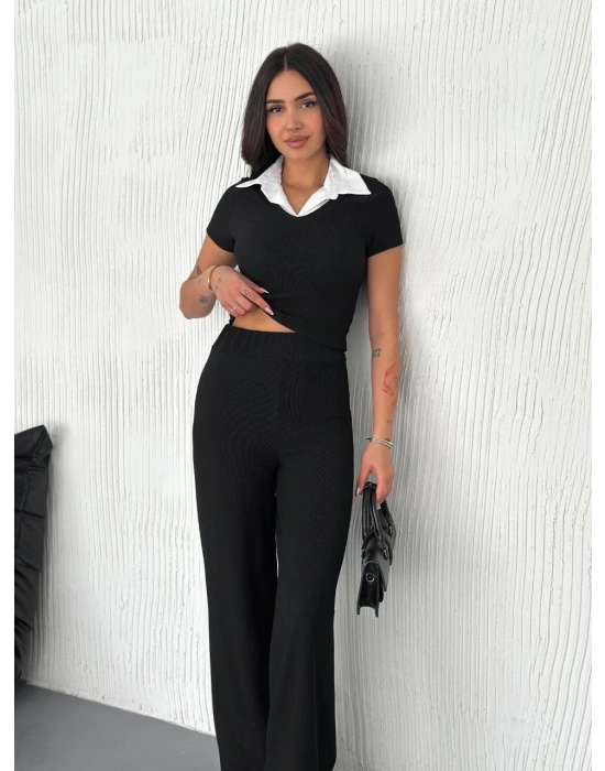 Ottoman kumaş beyaz gömlek yaka takım s4142