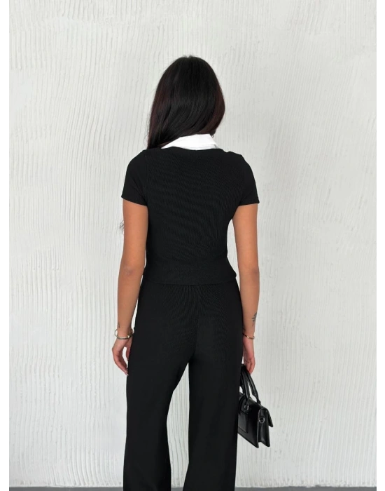 Ottoman kumaş beyaz gömlek yaka takım s4142