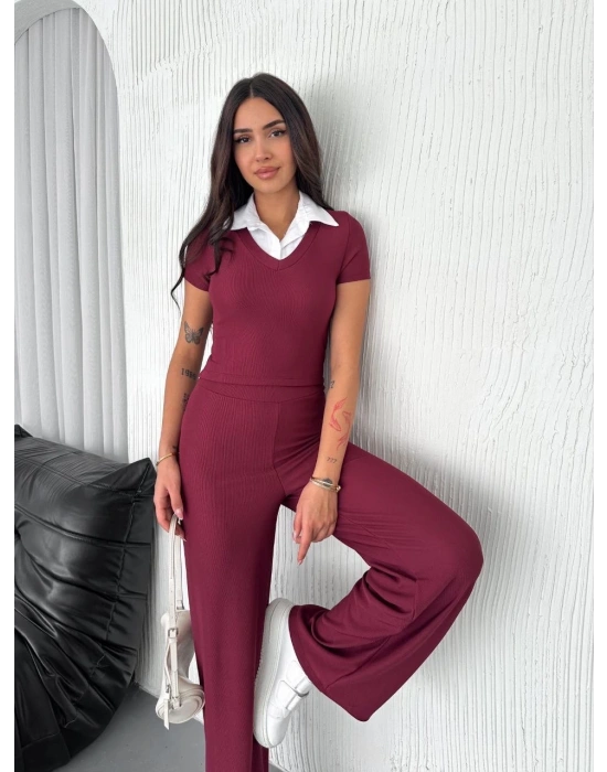 Ottoman kumaş beyaz gömlek yaka takım s4142