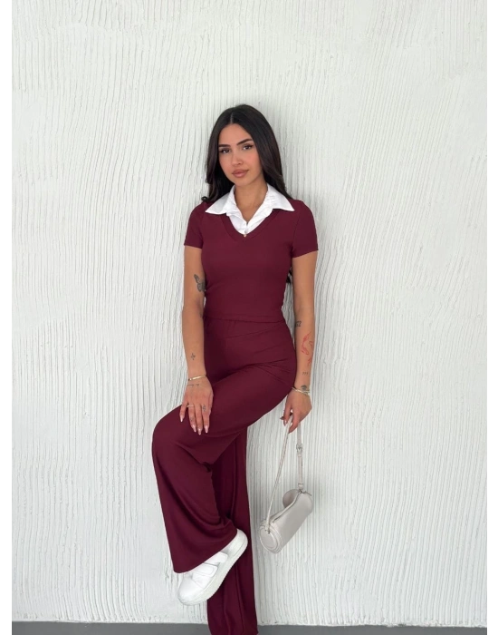 Ottoman kumaş beyaz gömlek yaka takım s4142