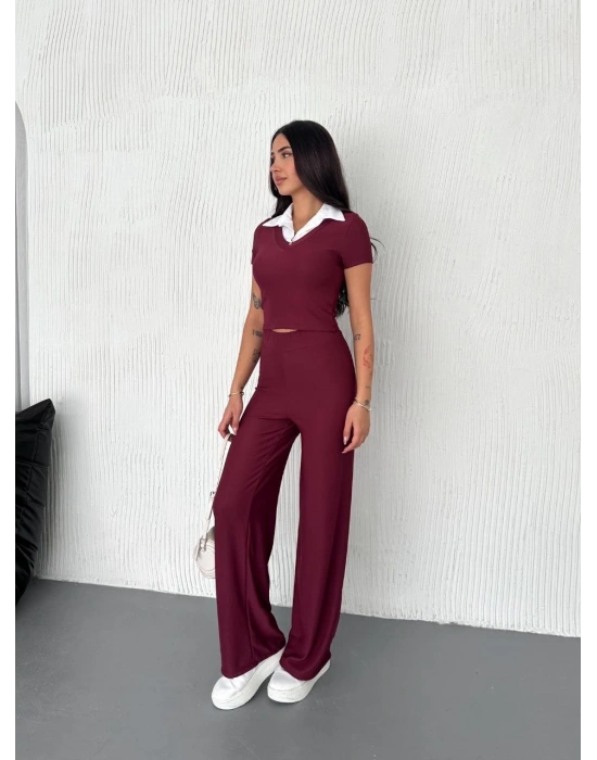 Ottoman kumaş beyaz gömlek yaka takım s4142