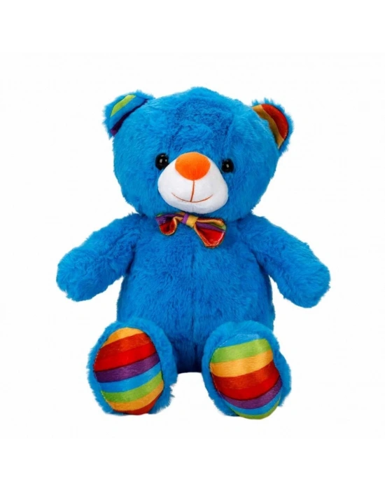 Oturan Kurdeleli Renkli Peluş Ayı 30 cm