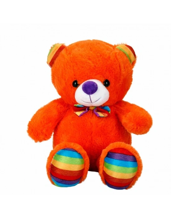 Oturan Kurdeleli Renkli Peluş Ayı 30 cm