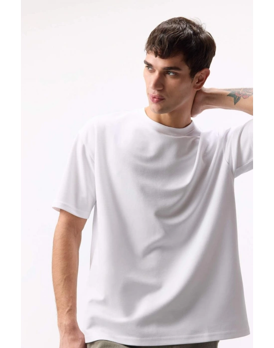 Oversize Fit Bisiklet Yaka Pamuklu Premium Tişört