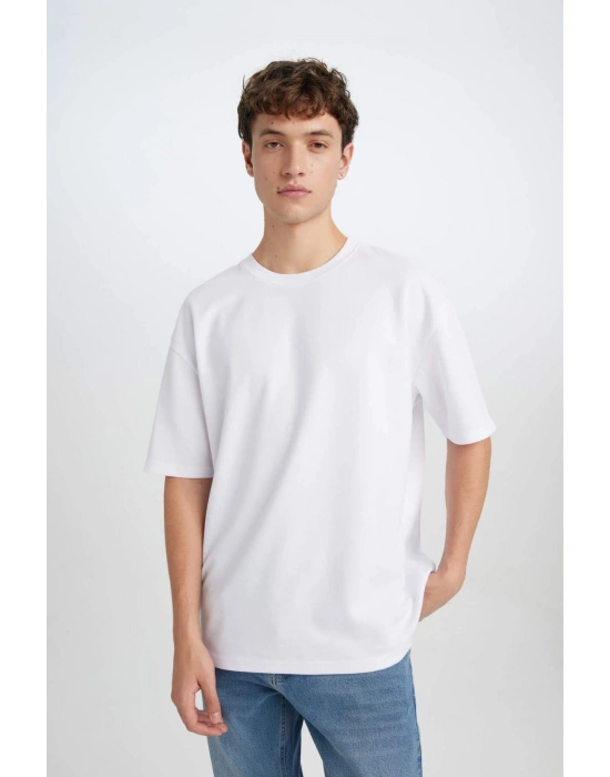 Oversize Fit Bisiklet Yaka Pamuklu Premium Tişört