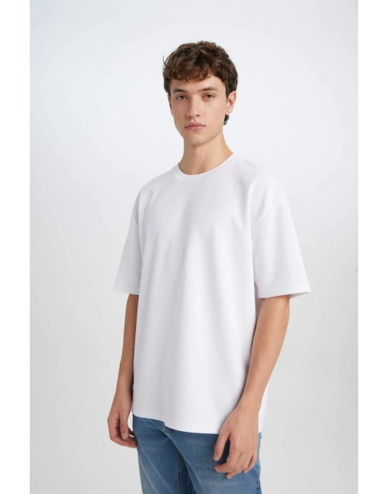 Oversize Fit Bisiklet Yaka Pamuklu Premium Tişört