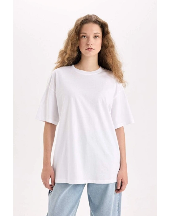 Oversize Fit Kısa Kollu Basic %100 Pamuk Tişört