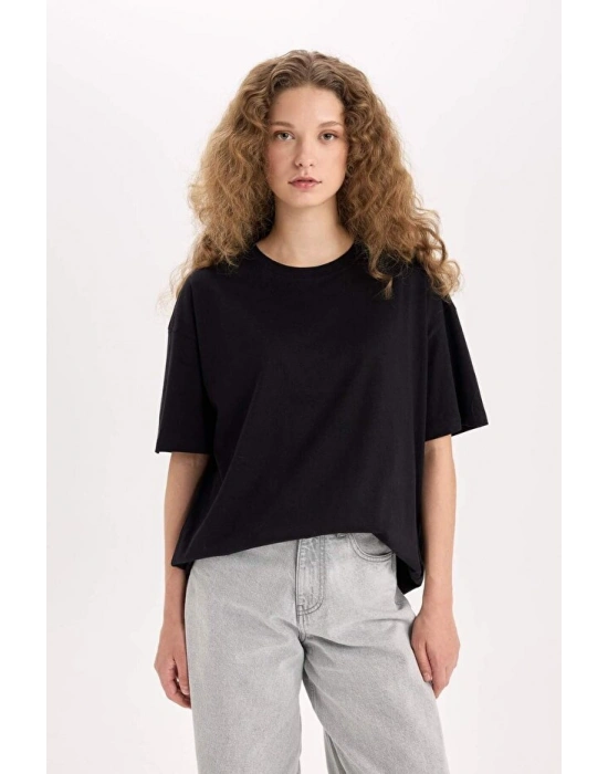 Oversize Fit Kısa Kollu Basic %100 Pamuk Tişört