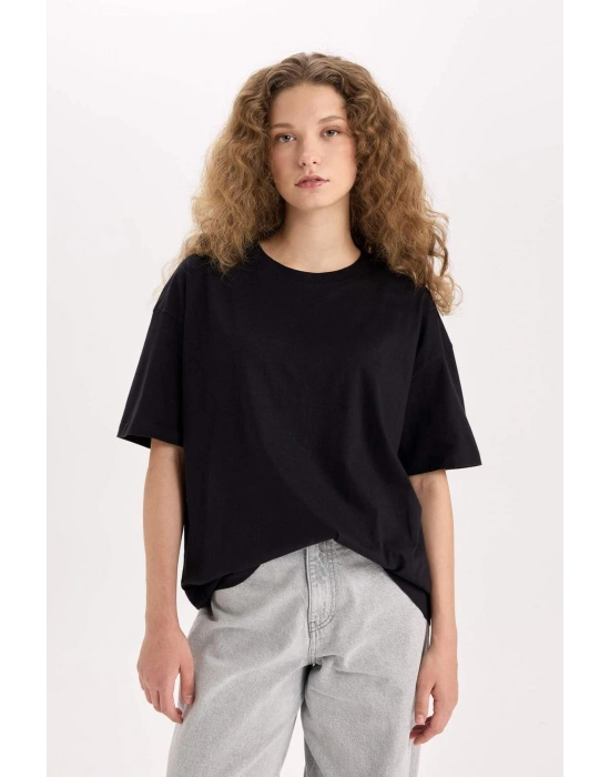 Oversize Fit Kısa Kollu Basic %100 Pamuk Tişört