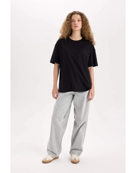 Oversize Fit Kısa Kollu Basic %100 Pamuk Tişört