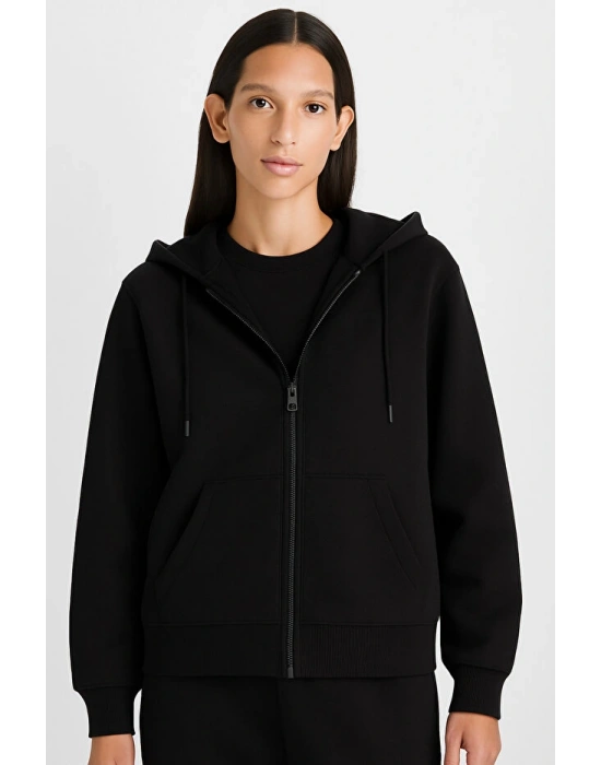 Oversize Geniş Kalıp Kapüşonlu Fermuarlı Sweatshirt