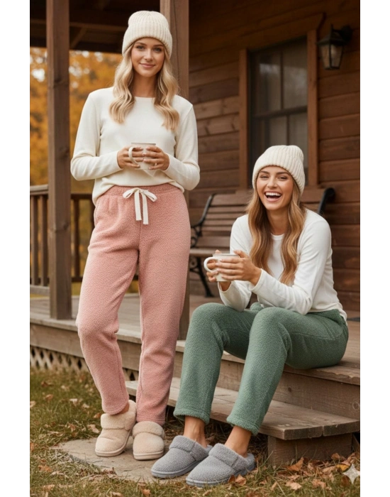 Peluşlu pijama alt oranj nr