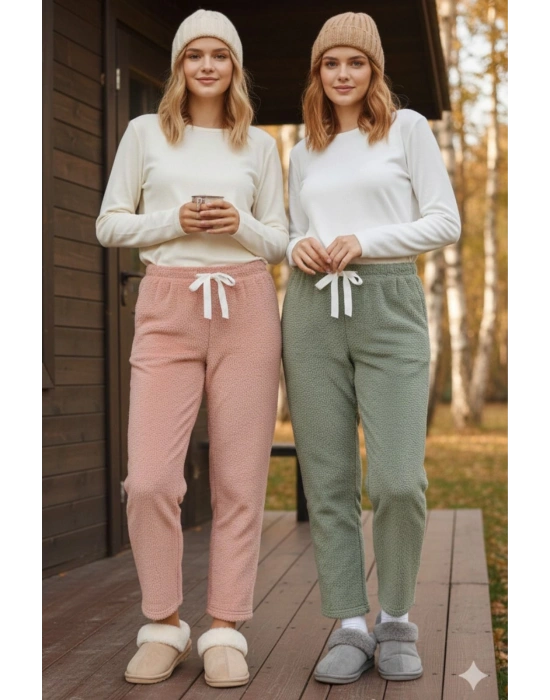 Peluşlu pijama alt oranj nr