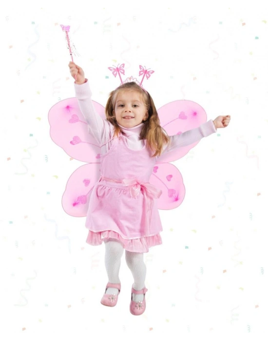 Pembe Kız Seti – 50 cm Kanadı, Taç ve Asa