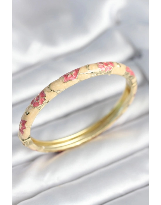 Pembe Renk Detaylı Mineli Kelepçe