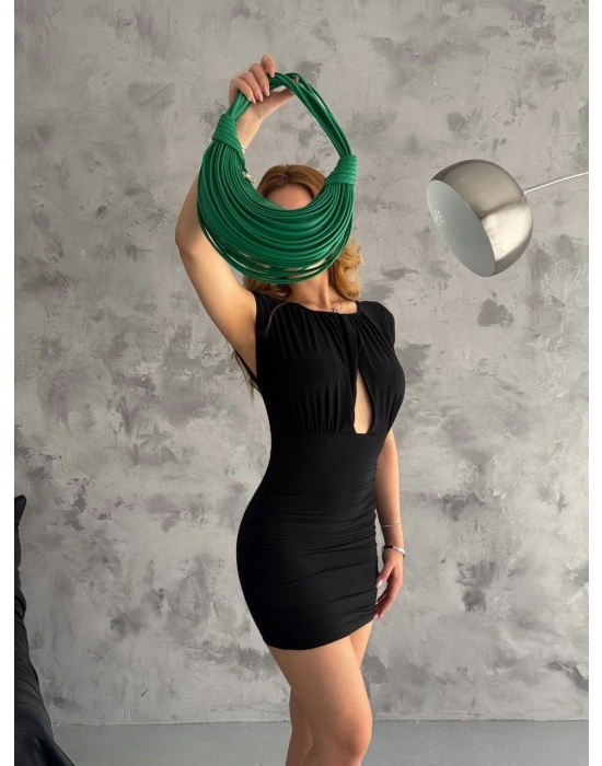 Pencereli mini mikro elbise s3843