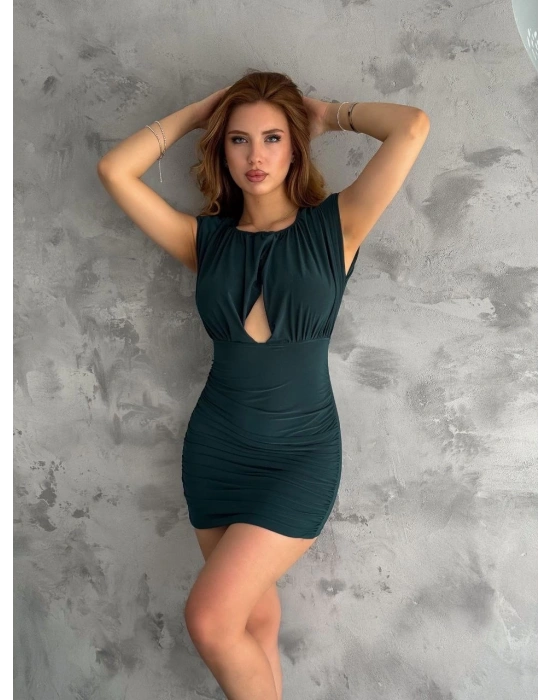 Pencereli mini mikro elbise s3843