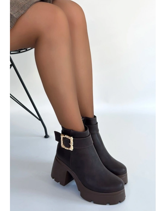 Pinma Acı Kahve Cilt Topuklu Bot