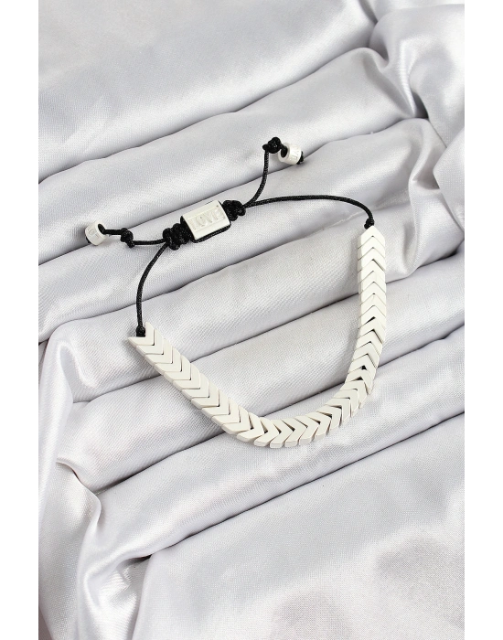 Pirinç Asansörlü Beyaz Juju Kadın Bileklik