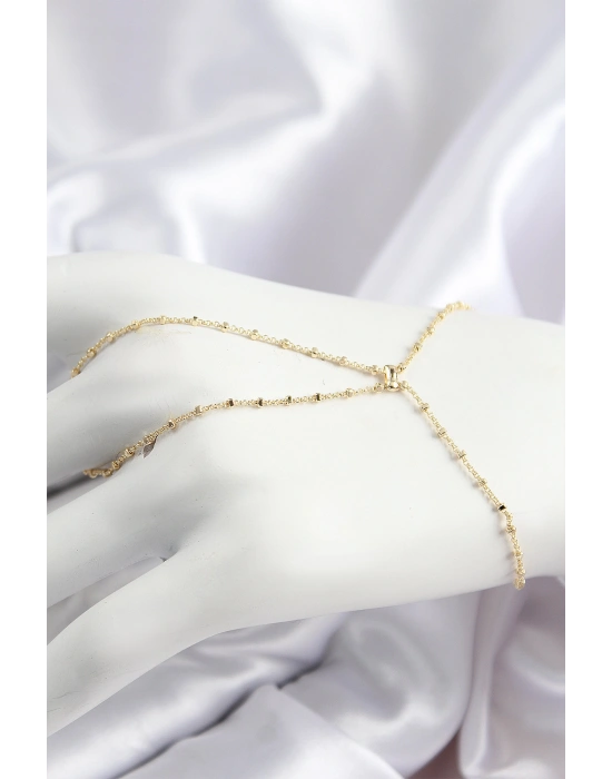 Pirinç Boncuk Zincirli X Model Gold Renk Kadın Şahmeran