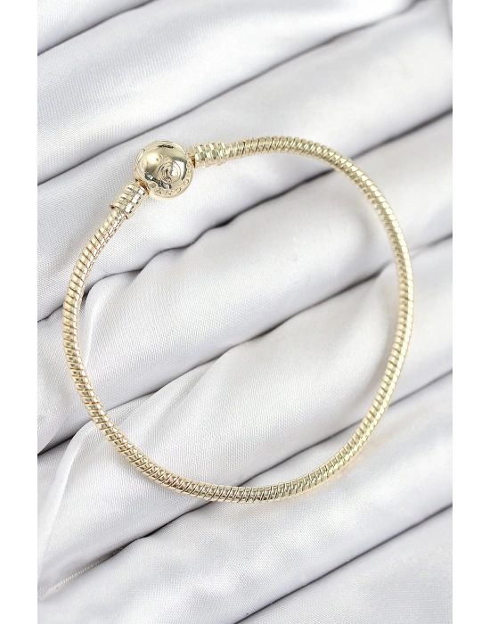 Pirinç Charm Topcuk Model Gold Renk Kadın Bileklik