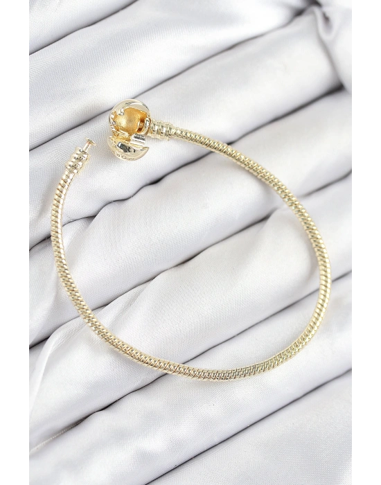Pirinç Charm Topcuk Model Gold Renk Kadın Bileklik