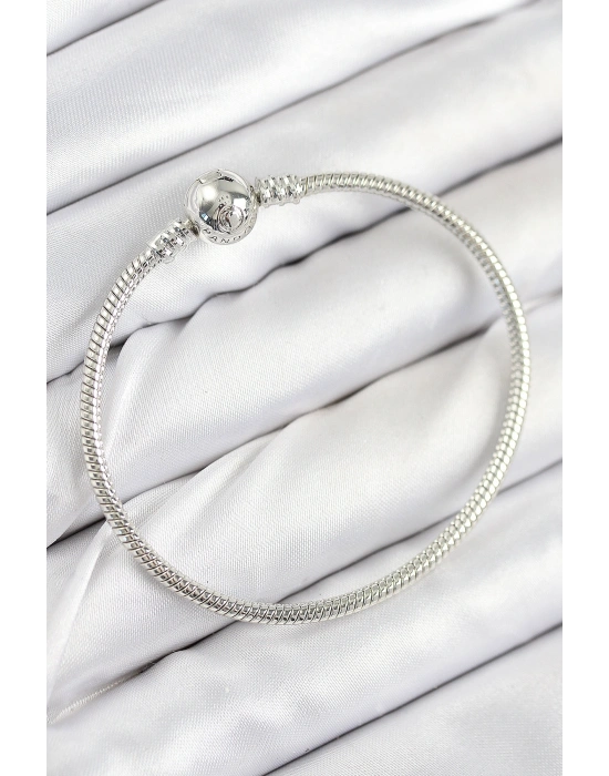 Pirinç Charm Topcuk Model Gümüş Renk Kadın Bileklik