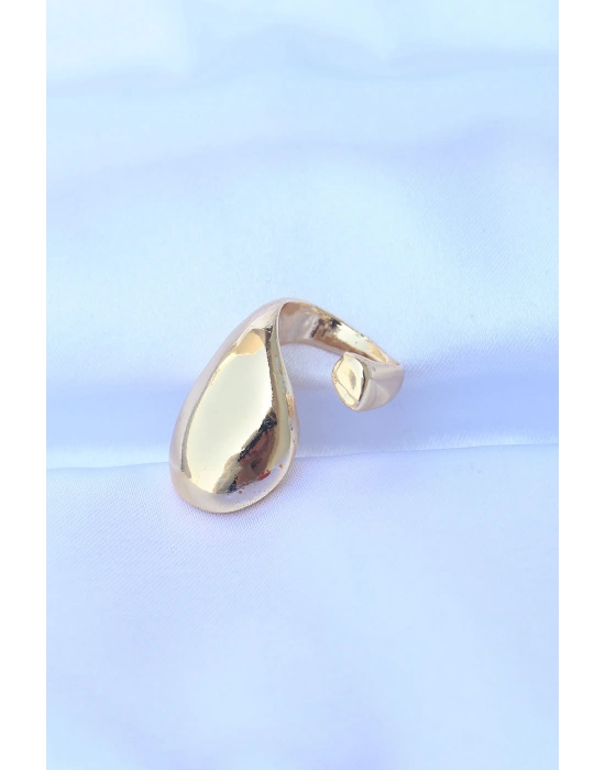 Pirinç Gold Renk Ayarlanabilir İri Bombeli Yüzük