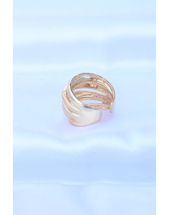 Pirinç Gold Renk Ayarlanabilir Tırtıklı Bombe Yüzük