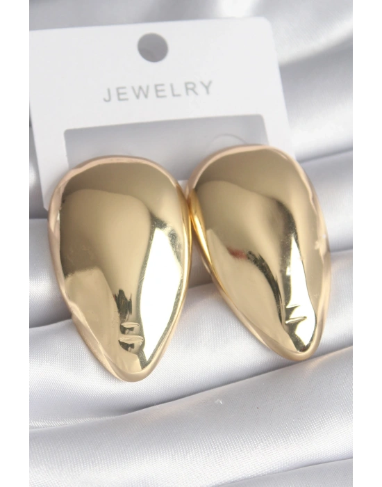 Pirinç Gold Renk Badem Model Kadın Küpe