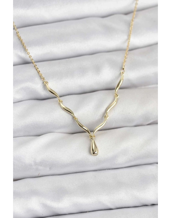 Pirinç Gold Renk Damla Model Kadın Kolye