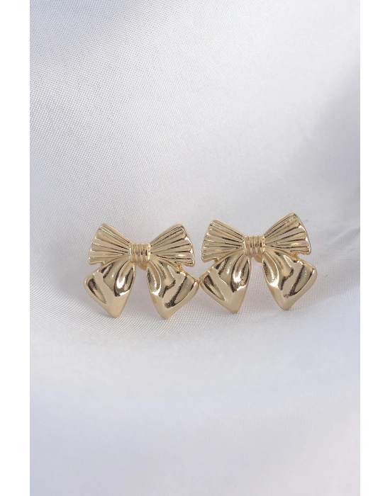 Pirinç Gold Renk Fiyonk Küpe