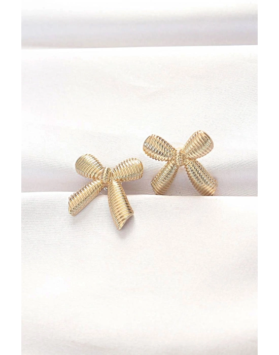 Pirinç Gold Renk Fiyonk Küpe