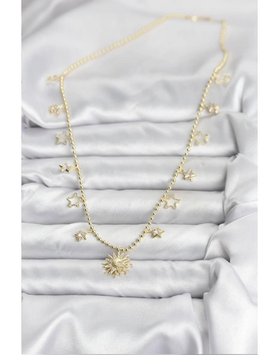 Pirinç Gold Renk Güneş Model Kadın Kolye