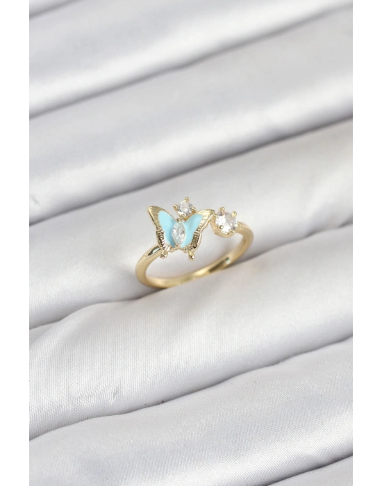 Pirinç Gold Renk Kelebek Model Kadın Yüzük